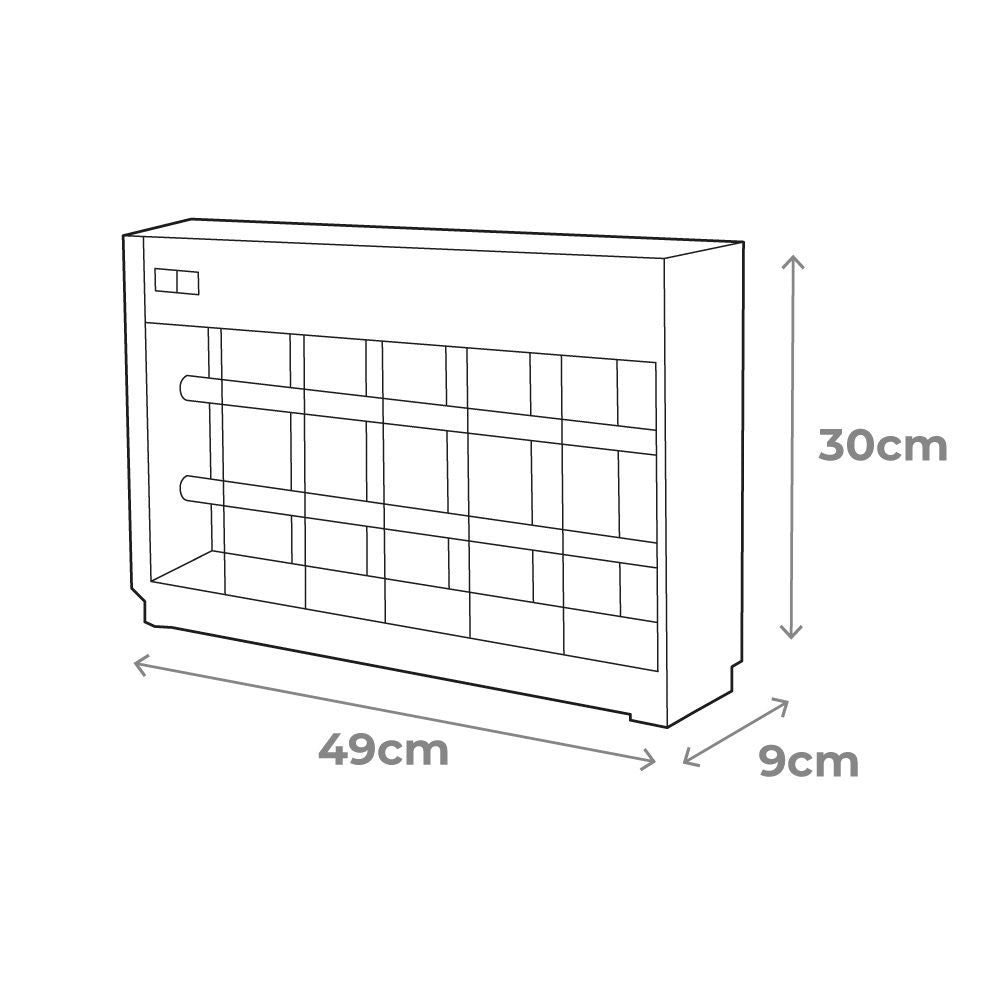 Mata insectos profesional eléctrico, cromo/negro, 2 x 15w - 100 m² - 48 x 9 x 30 cm