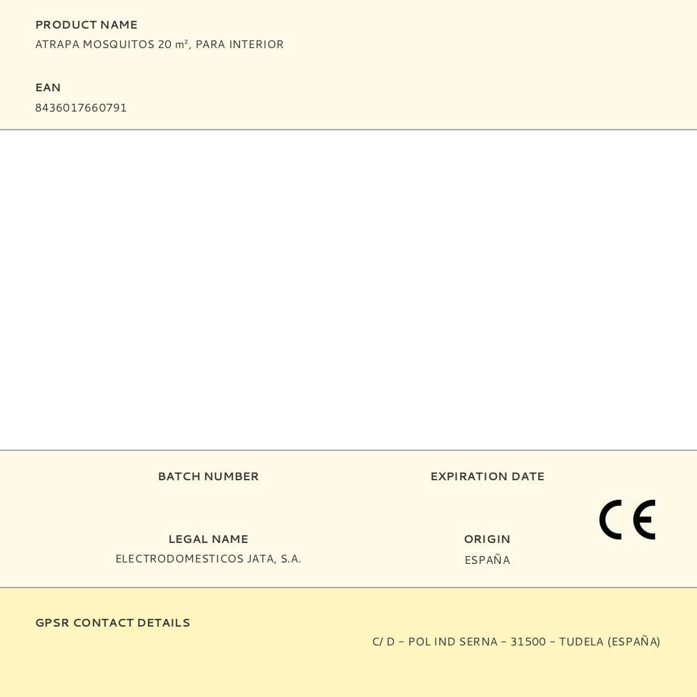 Atrapa mosquitos para interior 2,5w - 20 m², 12 x 12 x 22 cm