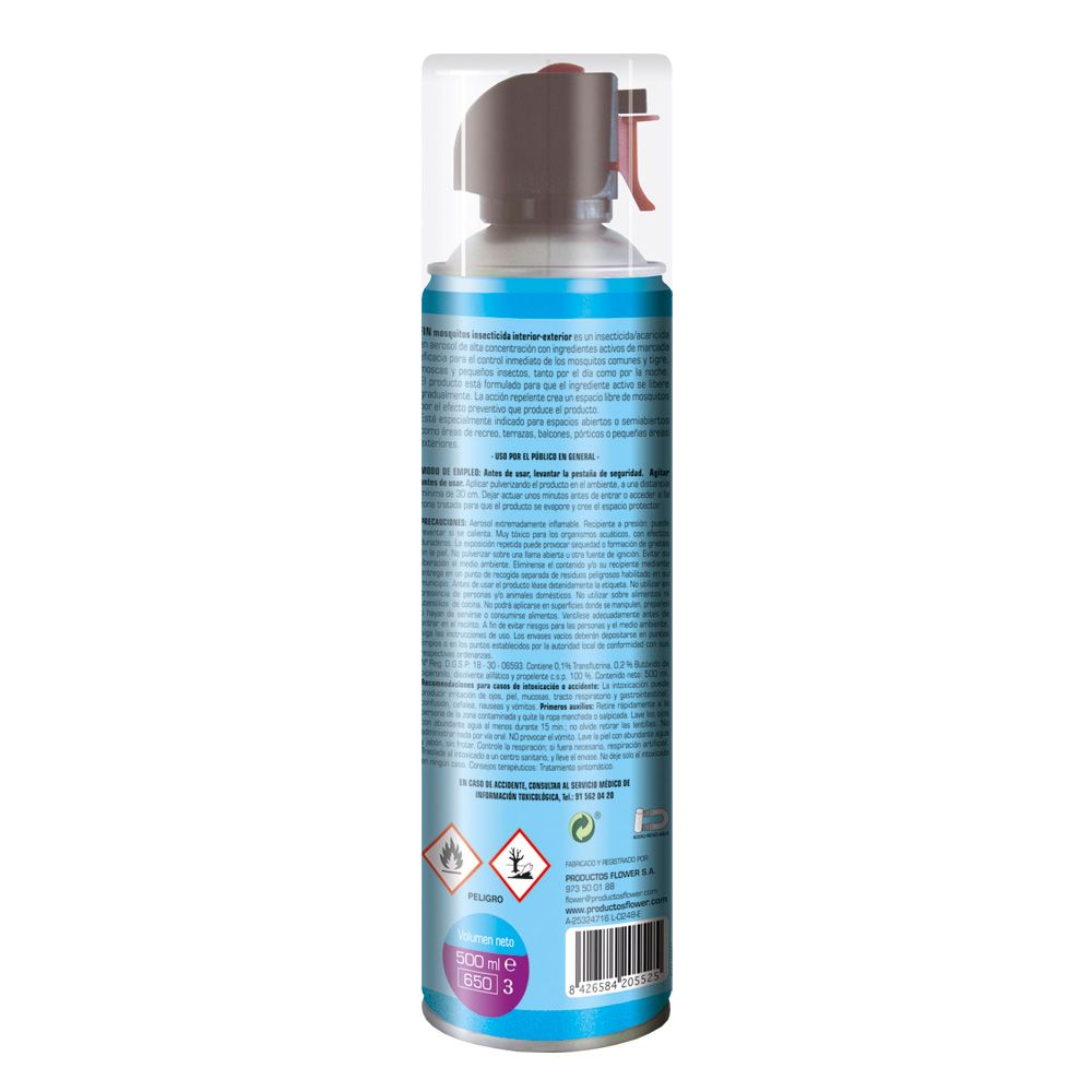 Insecticida barrera mosquitos, fin, para uso interior y exterior, 500 ml