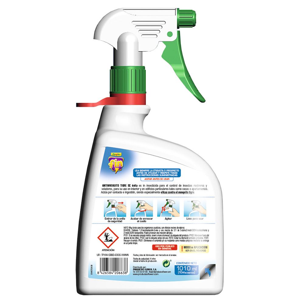 Insecticida mosquito tigre, fin, pistola pulverizadora, 1010 ml