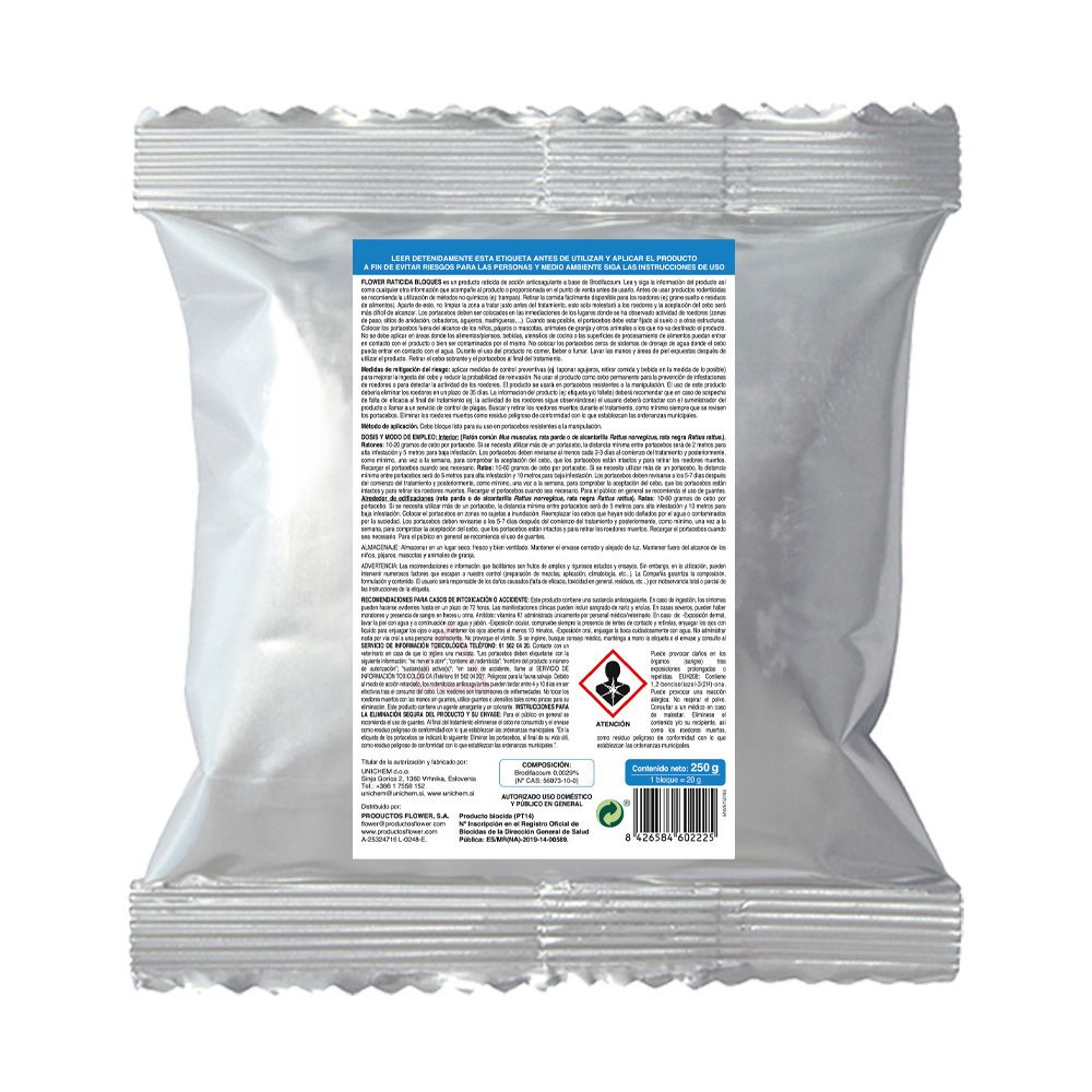 Raticida bloques 2 bolsas x 250 g
