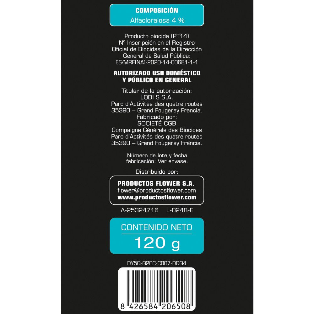 Raticida alfacloralosa 120 g