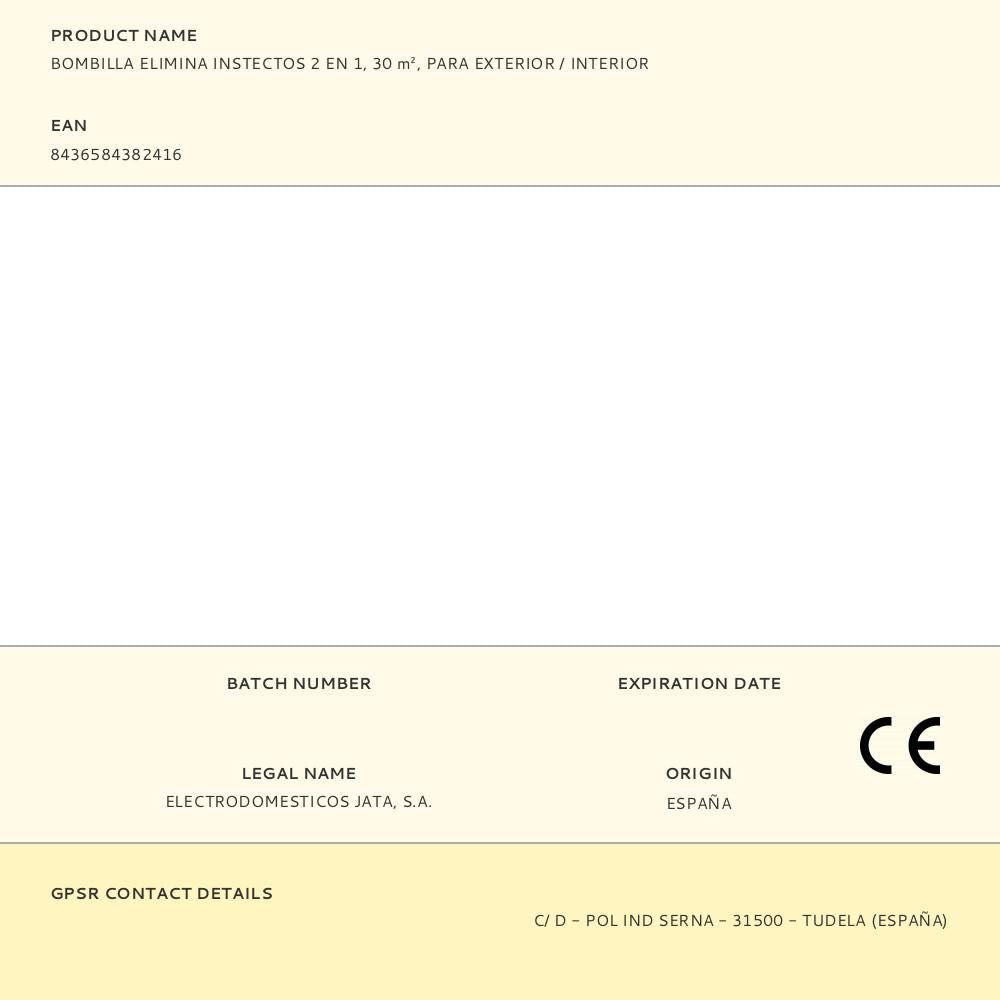 Atrapa mosquitos para interior/exterior y bombilla, 5w - 30 m² - ø7,8 x 15,5 cm