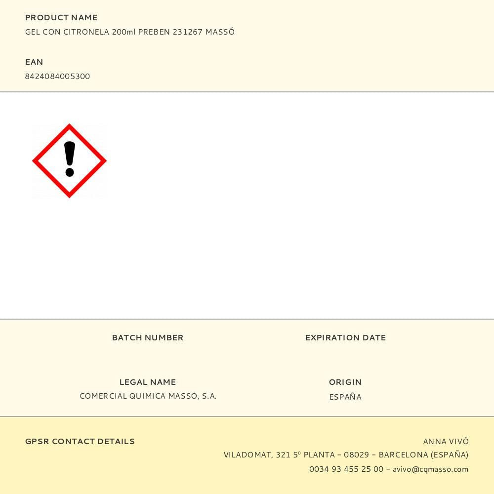 Gel con citronela 200 ml