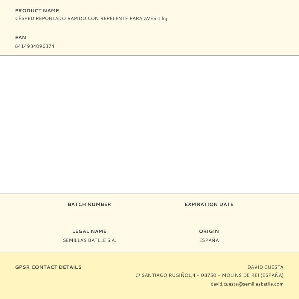 Césped repoblado rapido con repelente para aves 1 kg