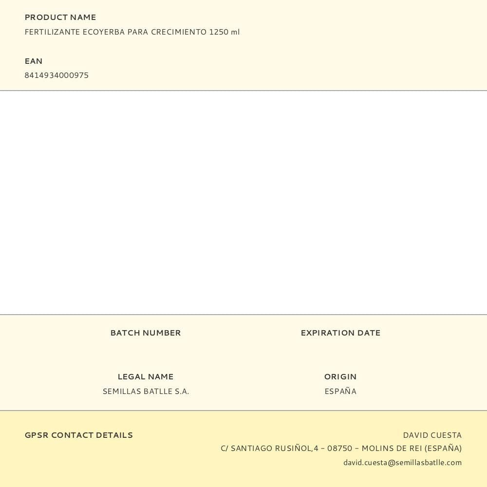 Fertilizante ecoyerba para crecimiento 1250 ml