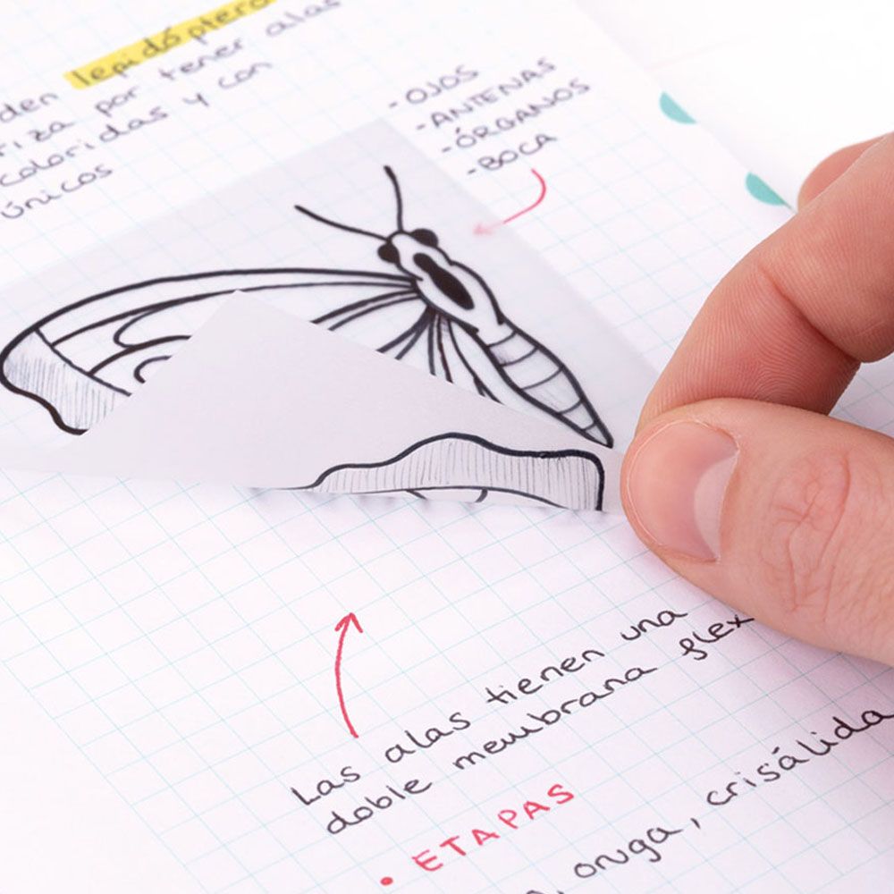 Bloc 50 notas adhesivas translúcidas removibles transparentes 76 x 76 mm