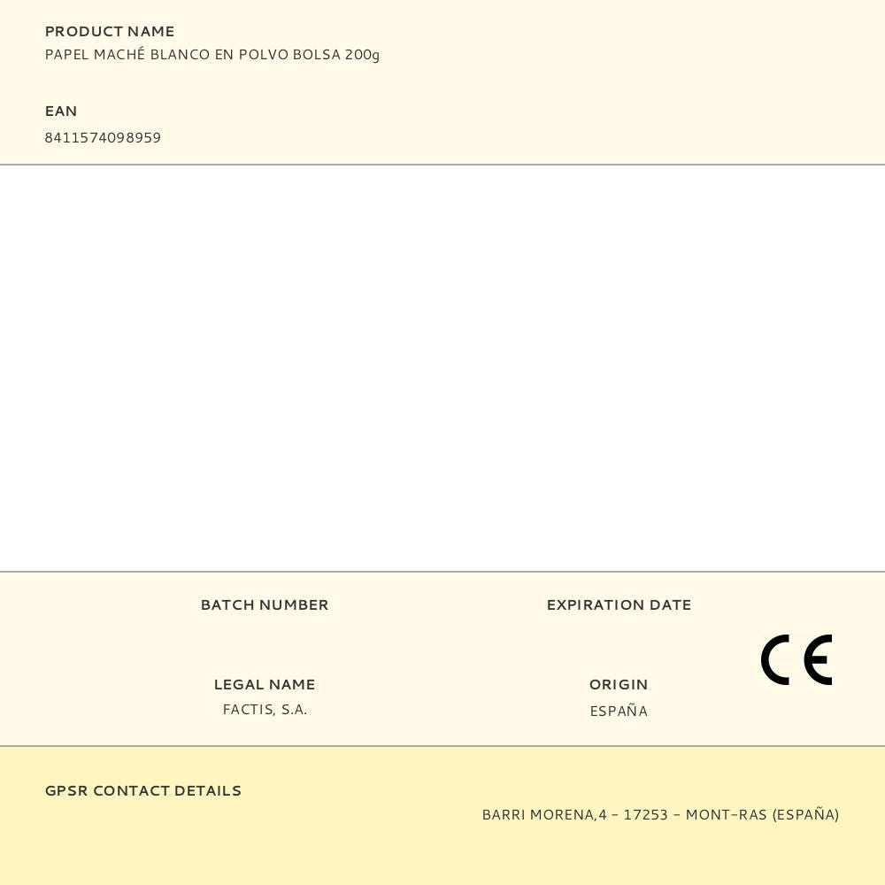 Papel maché blanco en polvo bolsa 200g