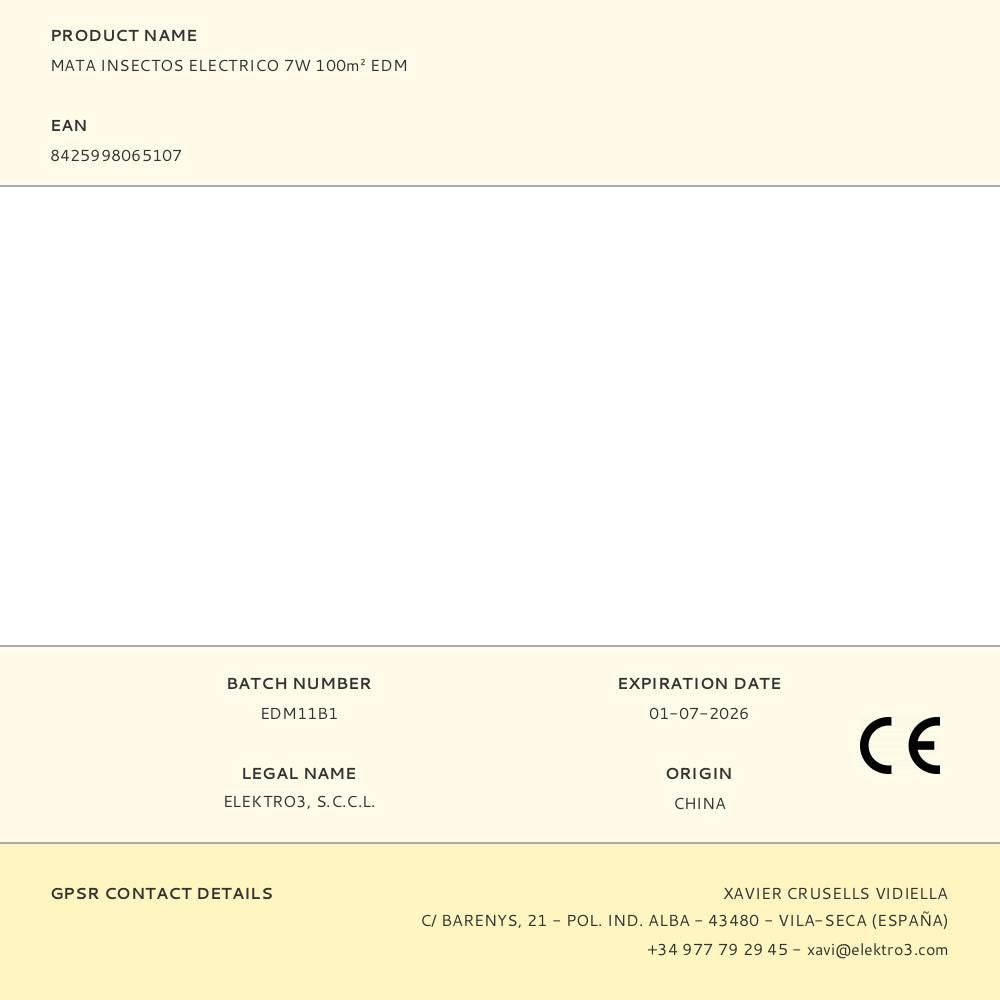 Atrapa insectos eléctrico para interior/exterior 7w - 100 m² - ø21,5 x 44 cm