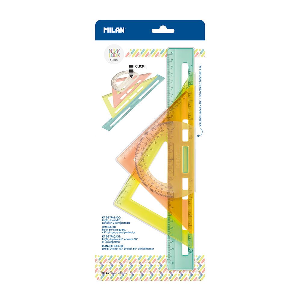 Kit de reglas de trazado serie new look transparentes