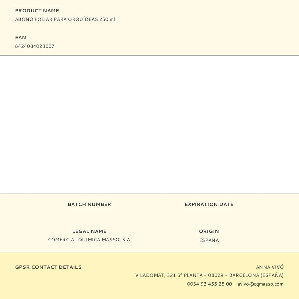 Abono foliar para orquídeas 250 ml