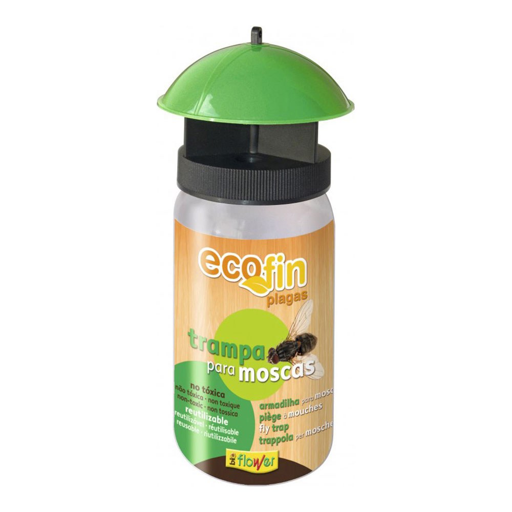 Trampa reutilizable con cebo atrayente para moscas, fin