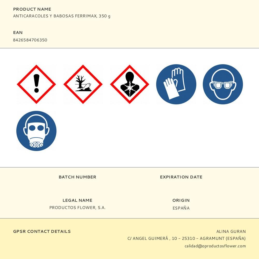 Anticaracoles y babosas, ferrimax, 350 g