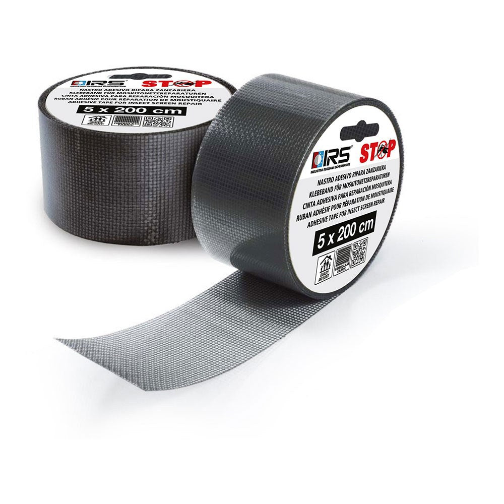 Cinta adhesiva para reparación malla mosquitera en fibra de vidrio, adaptable, color gris, 5 x 200 cm