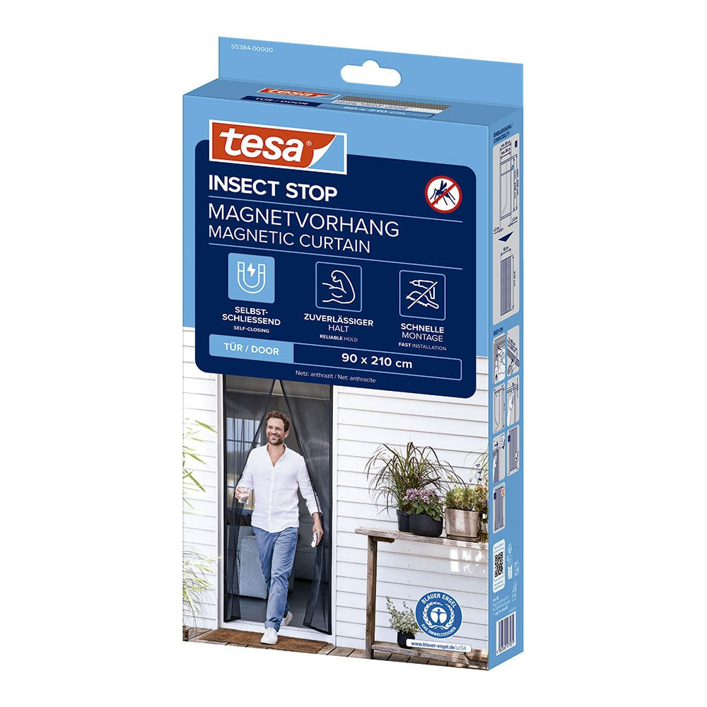 Mosquitera cortina magnética con cierre automático, antracita, 90 x 210 cm