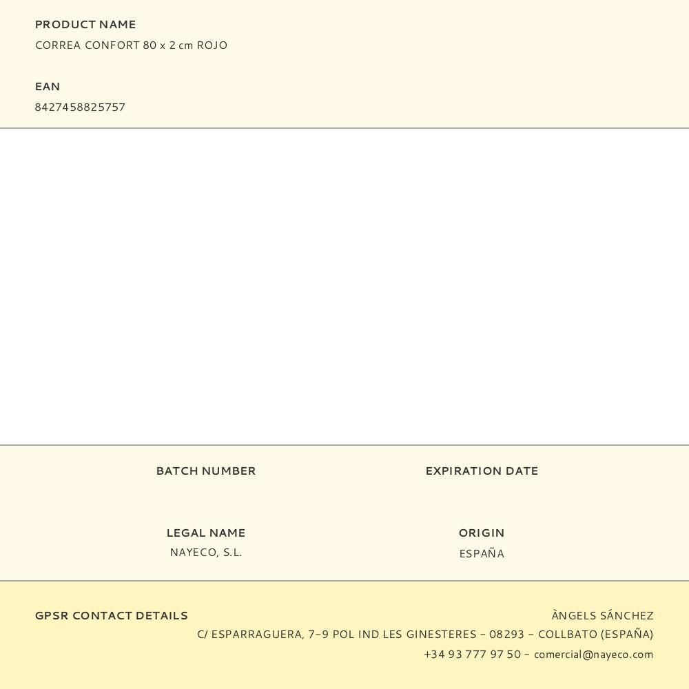 Correa confort 80 x 2 cm rojo