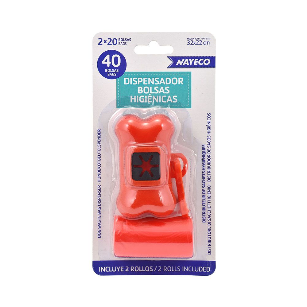 Portabolsas + rollo de 20 bolsas higiénicas colores surtidos 2 uds