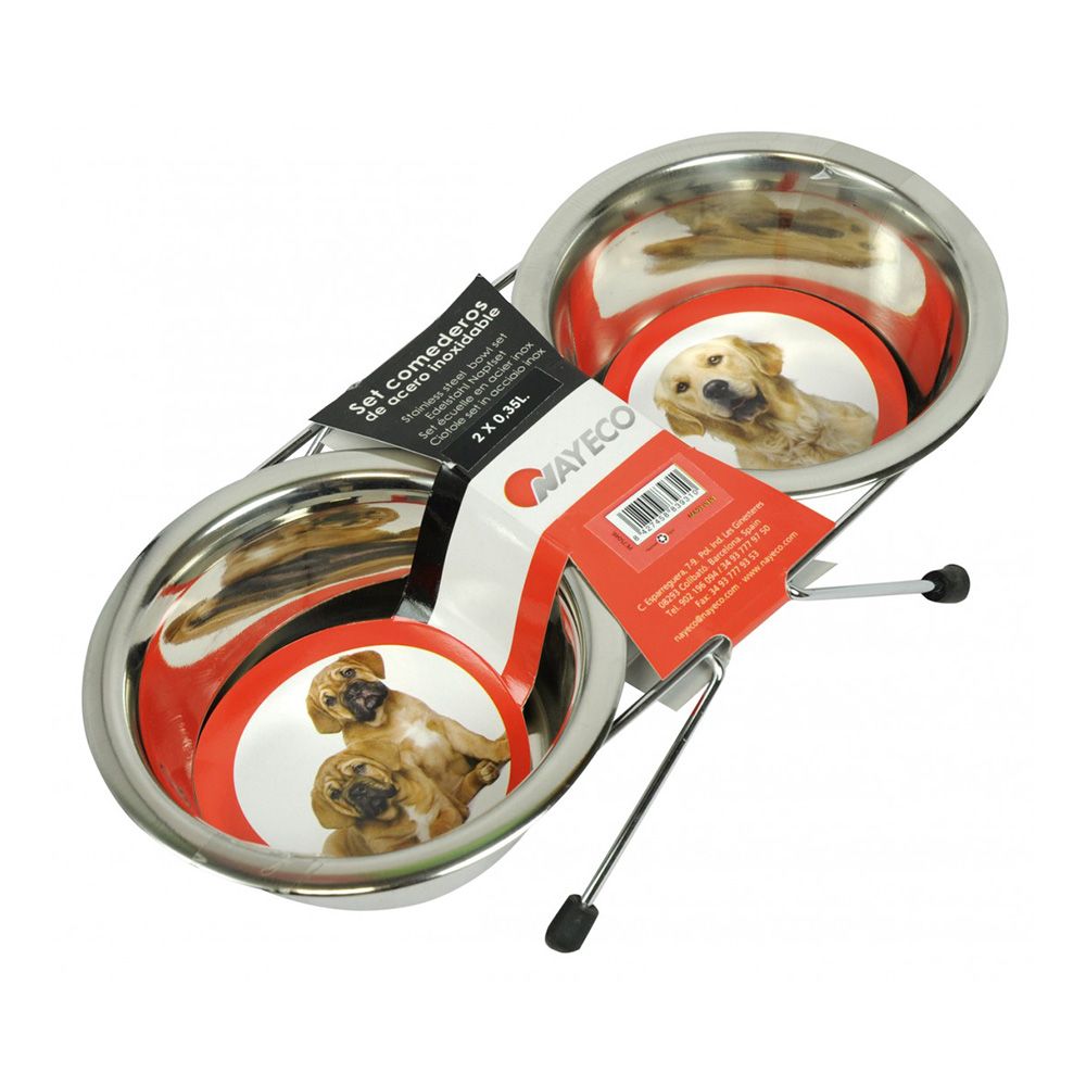 Set comederos acero inoxidable 2 x 0,35 l