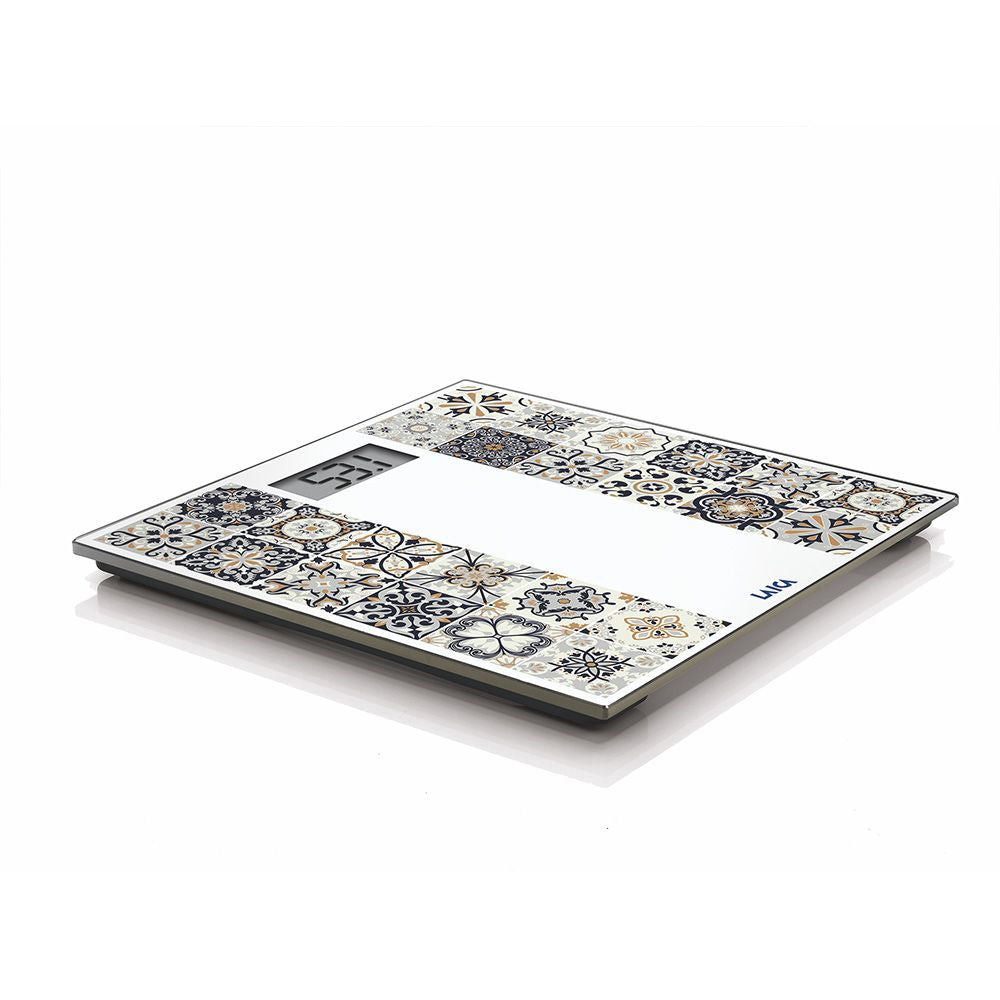 Báscula de baño electrónica con batería recargable cárga máxima 180 kg modelo estampado marrón