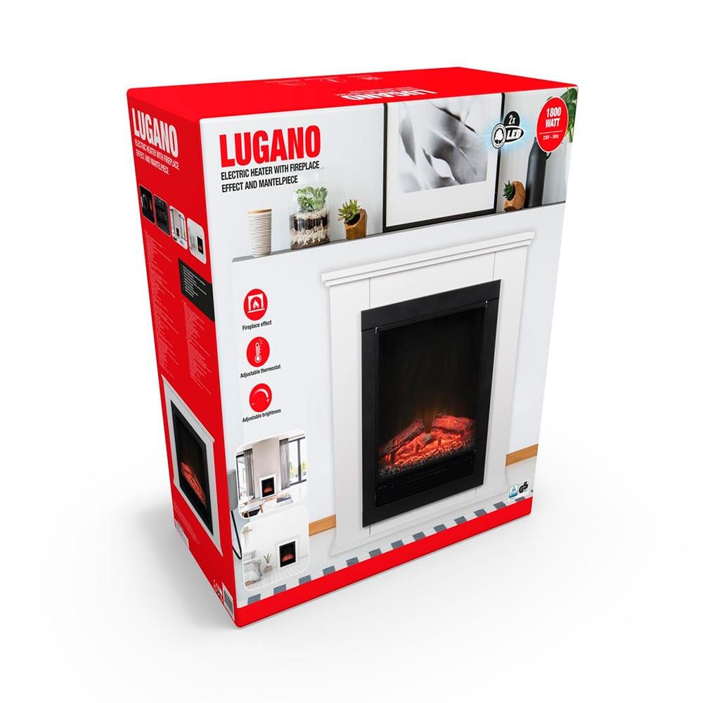 Estufa/chimenea eléctrica con repisa modelo lugano 1800 w
