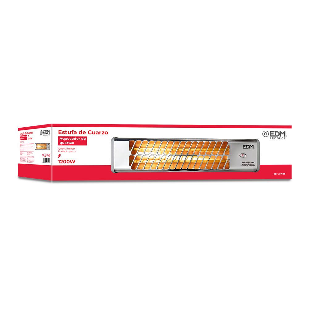 Estufa de baño de cuarzo orientable 600 / 1200 w modelo cromo