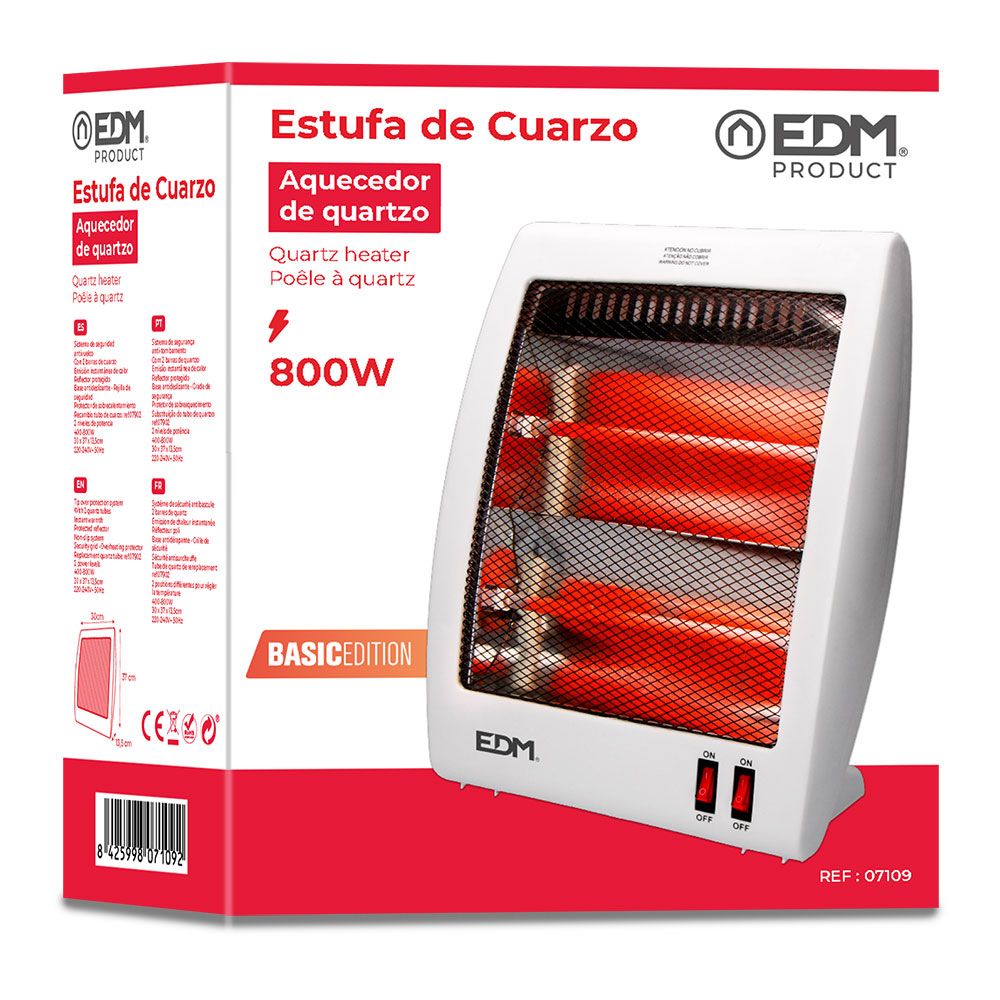 Estufa de cuarzo 400 / 800 w modelo plano anti - vuelco
