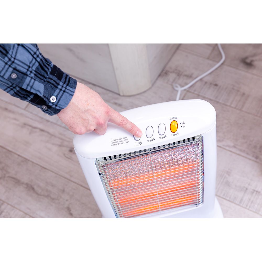 Estufa de cuarzo oscilante 400 / 800 / 1200 w modelo económico anti-vuelco