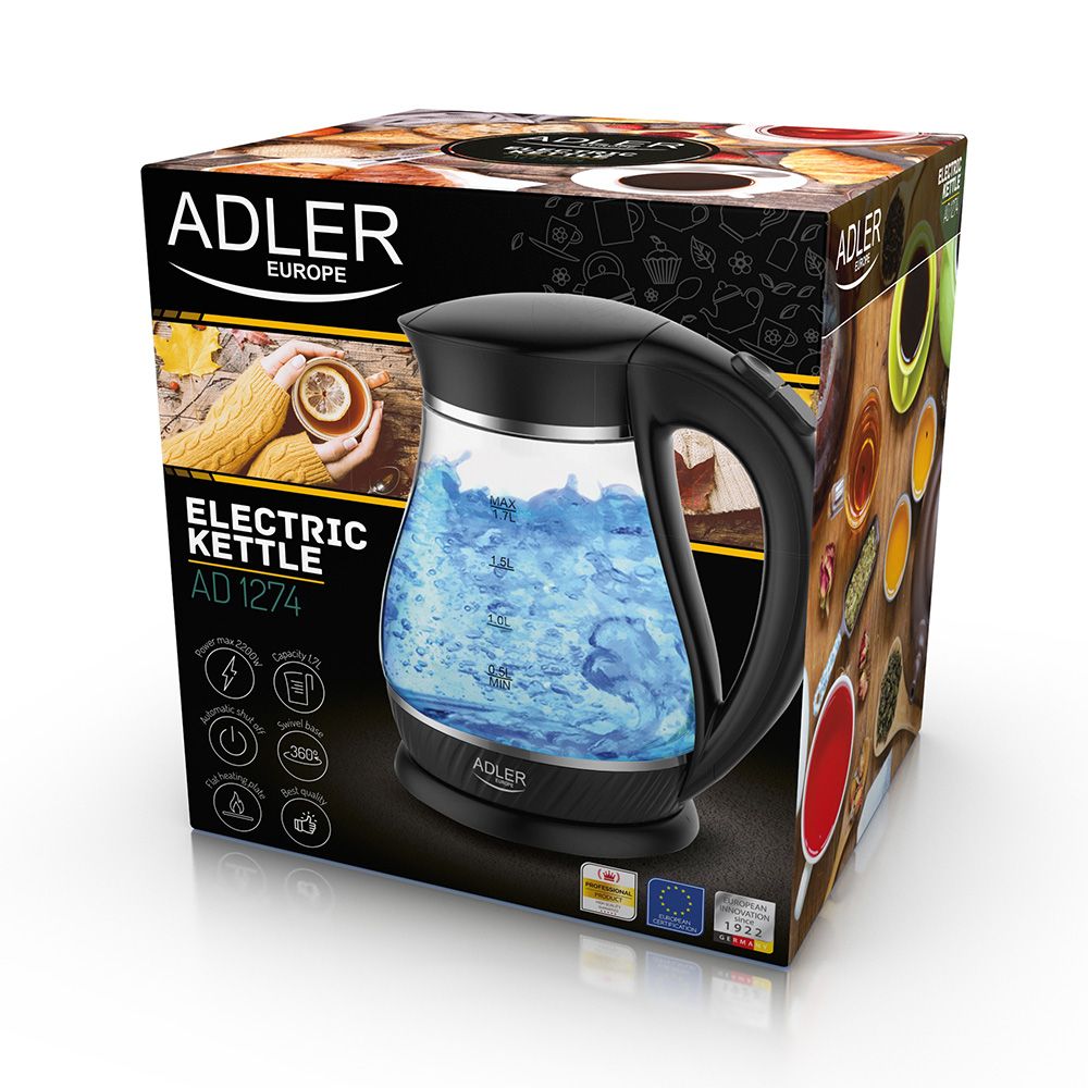 Hervidor de agua de cristal ad 1274 2200 w 1,7 l