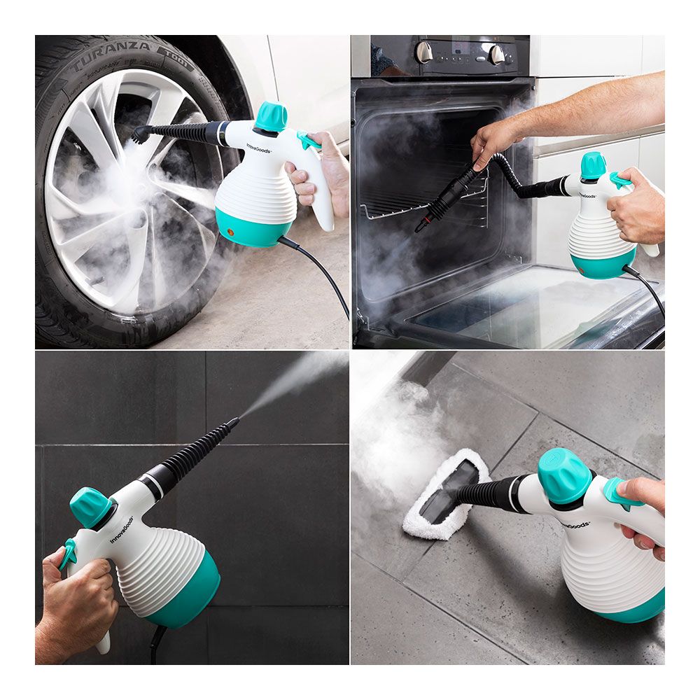 Vaporeta de mano multiusos con accesorios 9 en 1 steany 0,35 l 3 bar 1000 w