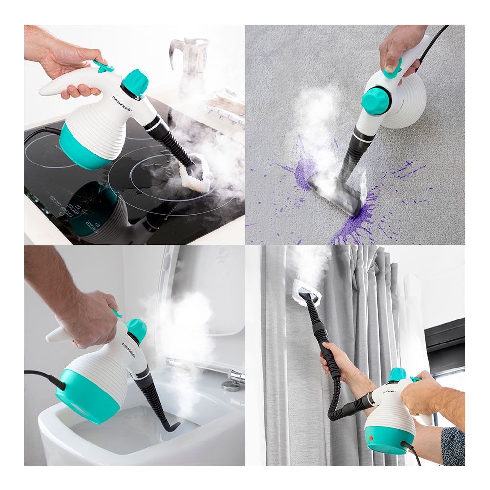 Vaporeta de mano multiusos con accesorios 9 en 1 steany 0,35 l 3 bar 1000 w