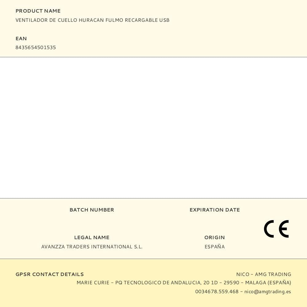 Ventilador de cuello huracan fulmo recargable usb