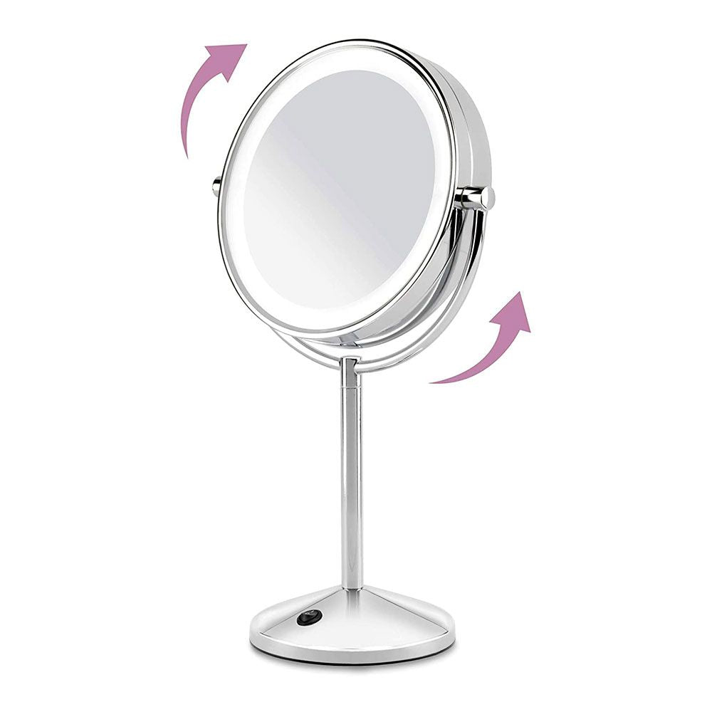 Espejo pie cromado led x10au