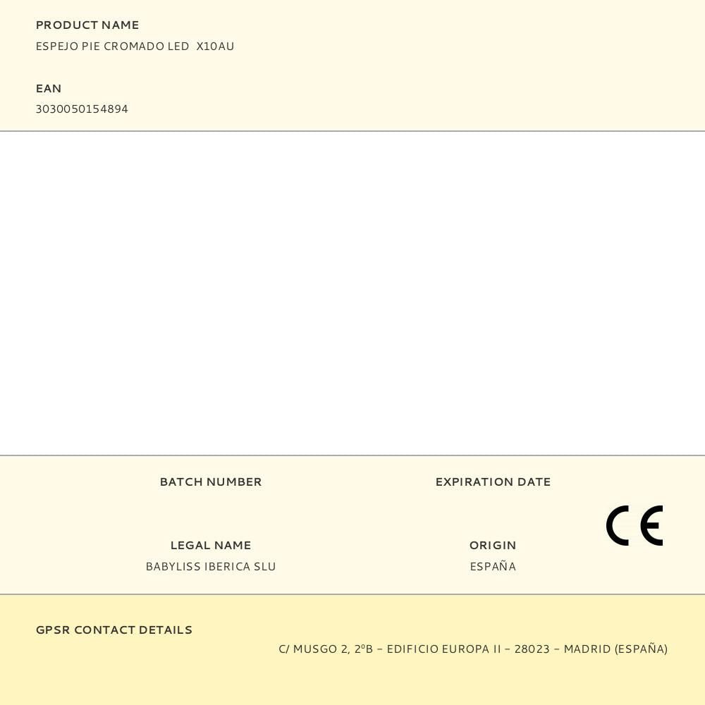 Espejo pie cromado led x10au