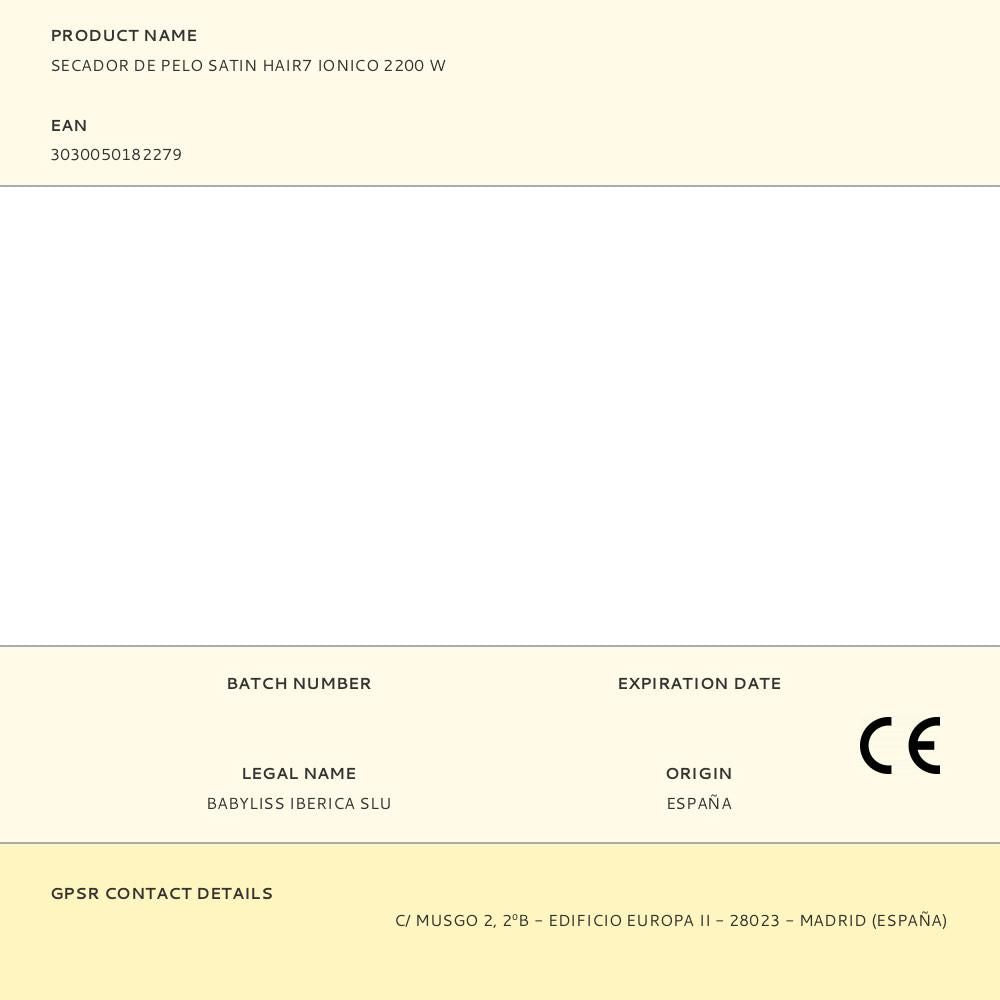 Secador de pelo satin hair7 ionico 2200 w