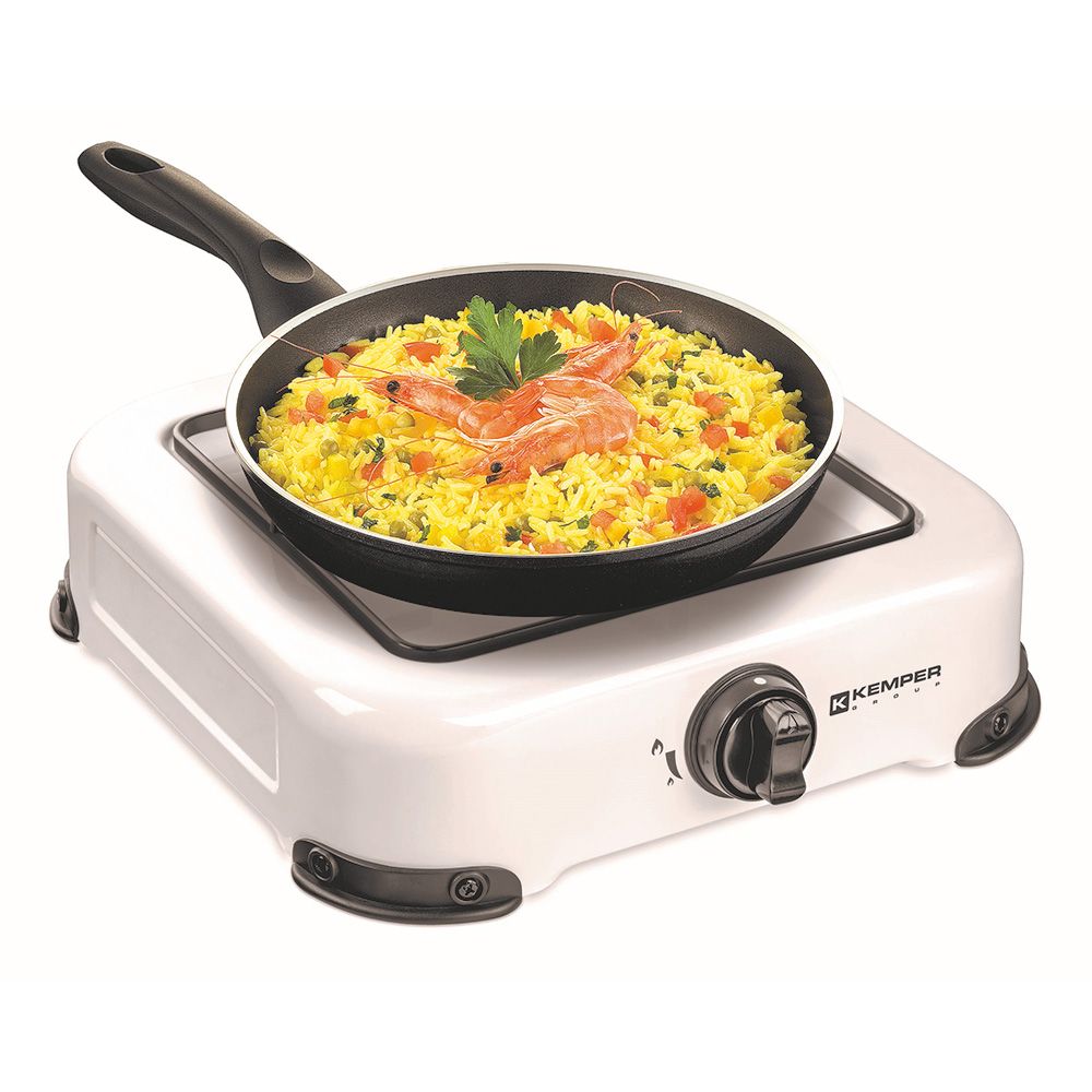 Cocina de gas butano/propano esmaltada 1 quemador, blanca, 270 x 300 x 90 mm