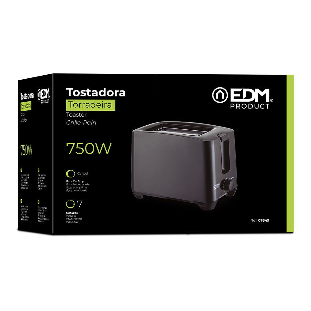 Tostadora doble ranura black design, 750 w
