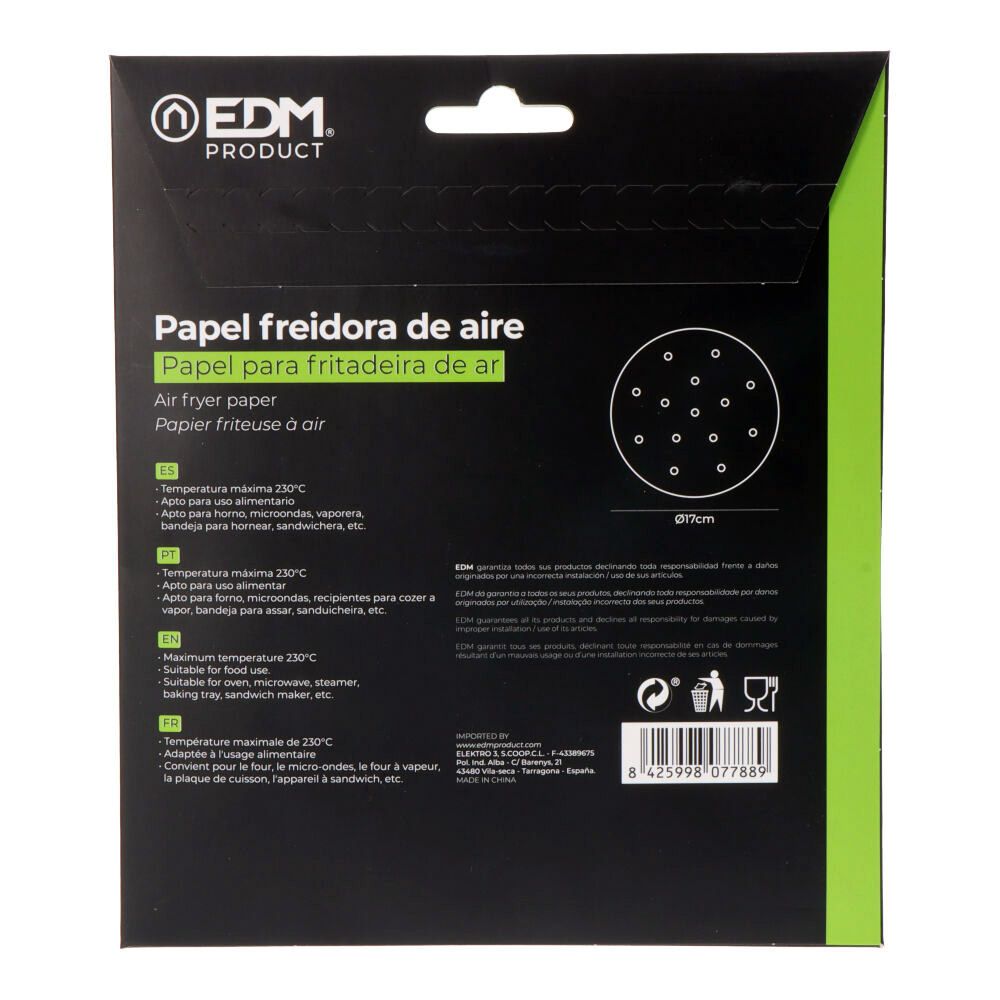 Papel freidora de aire ø17cm 100 uds