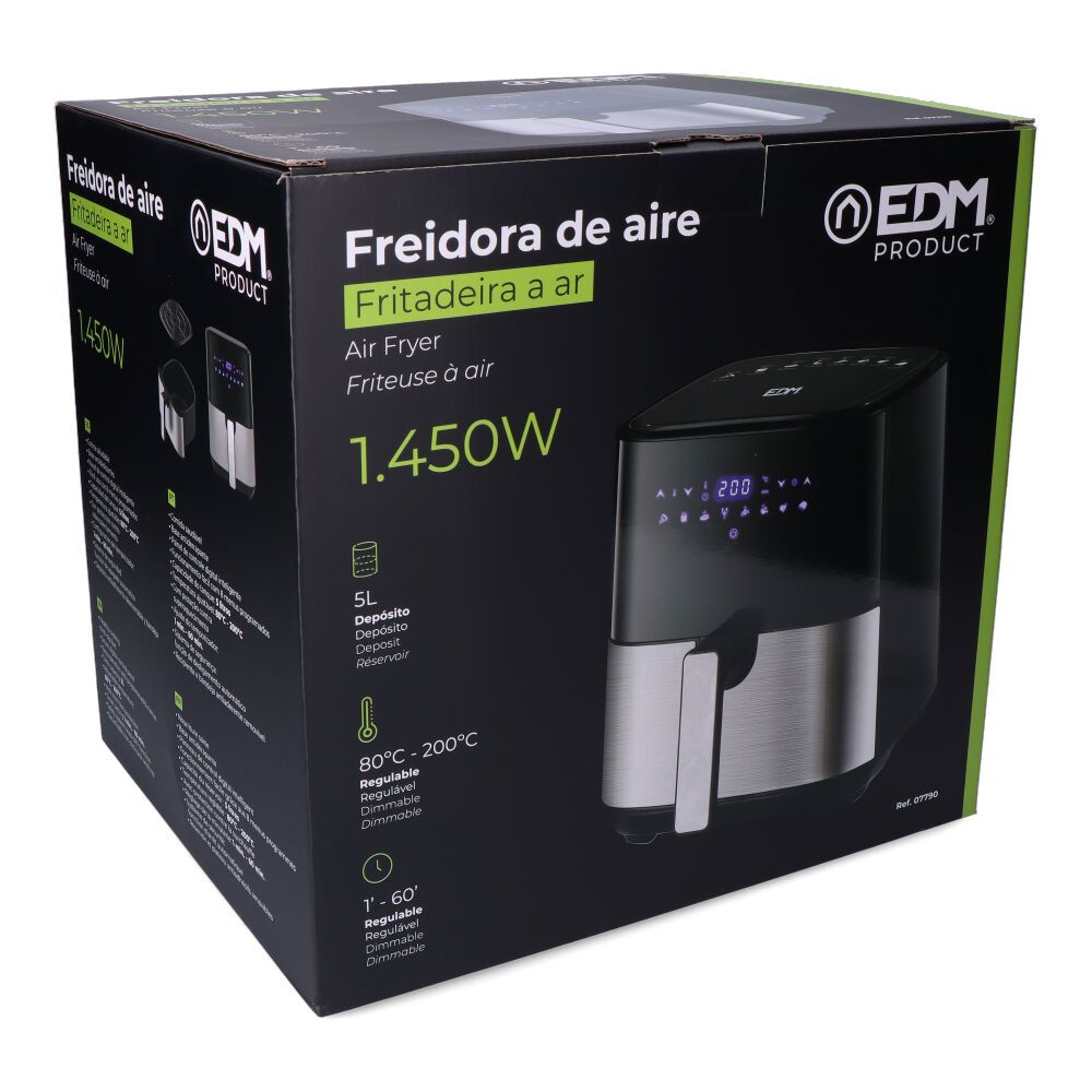 Freidora de aire con pantalla led 5 l *** promoción regalo 1 ud ref. 07788 - papel freidora de aire ø17 cm 100 uds ***