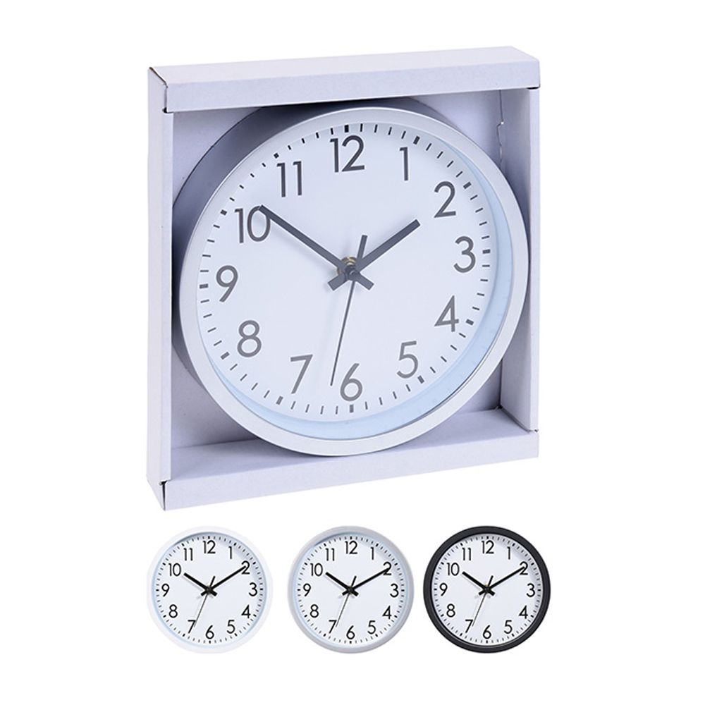 Reloj de pared redondo colores surtidos con fondo blanco ø20 x 3,8 cm