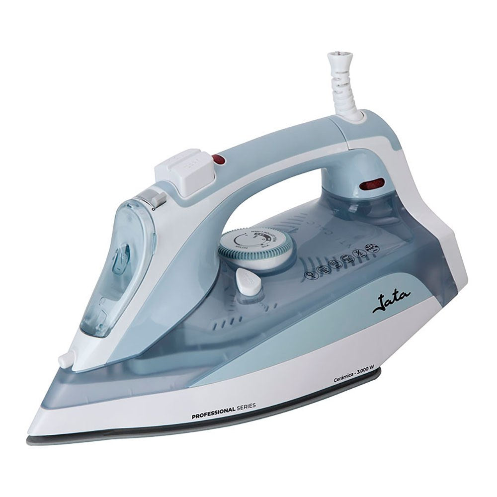 Plancha de vapor cerámica, azul y blanca, 3000 w