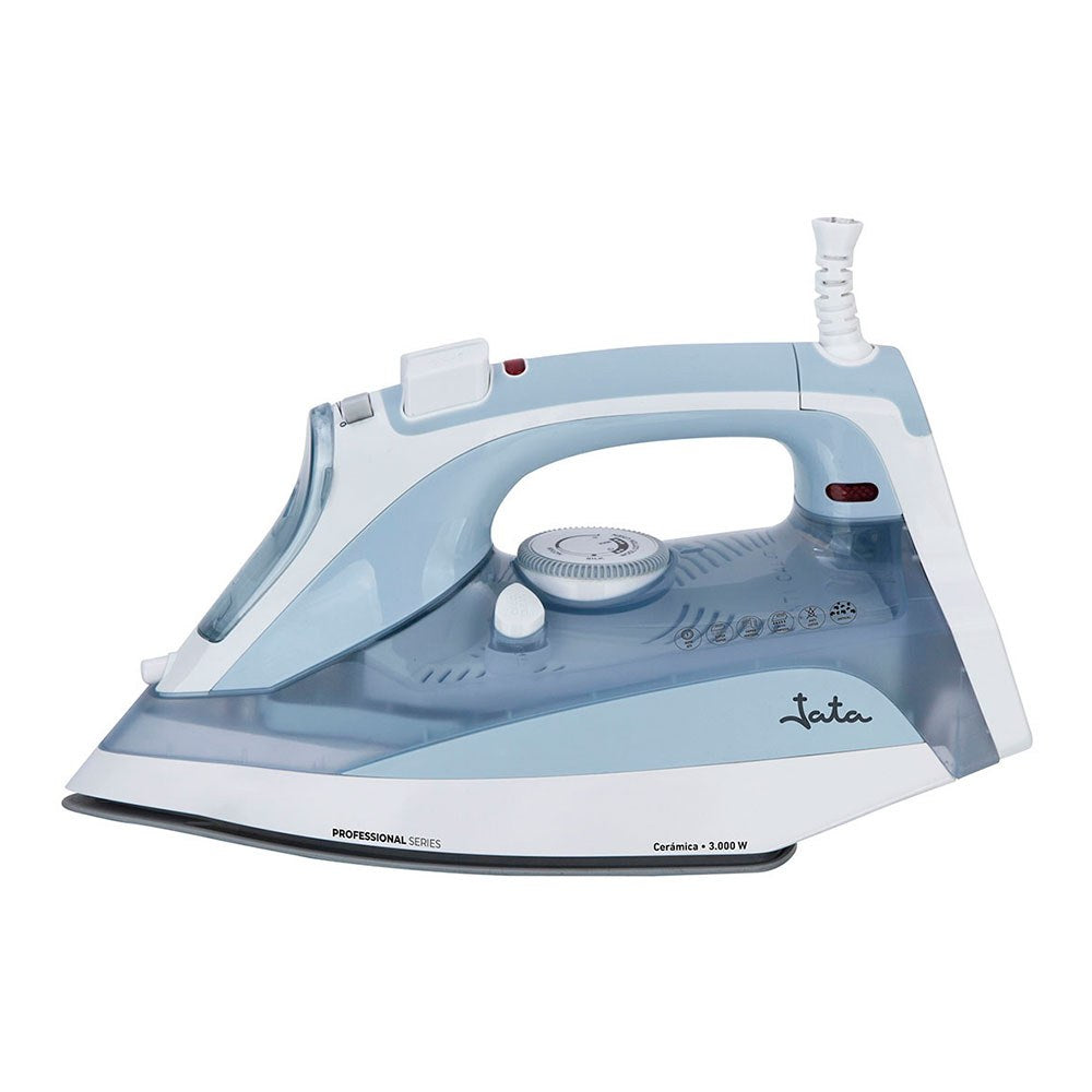 Plancha de vapor cerámica, azul y blanca, 3000 w