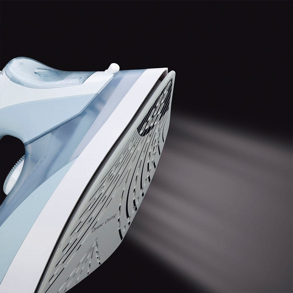 Plancha de vapor cerámica, azul y blanca, 3000 w