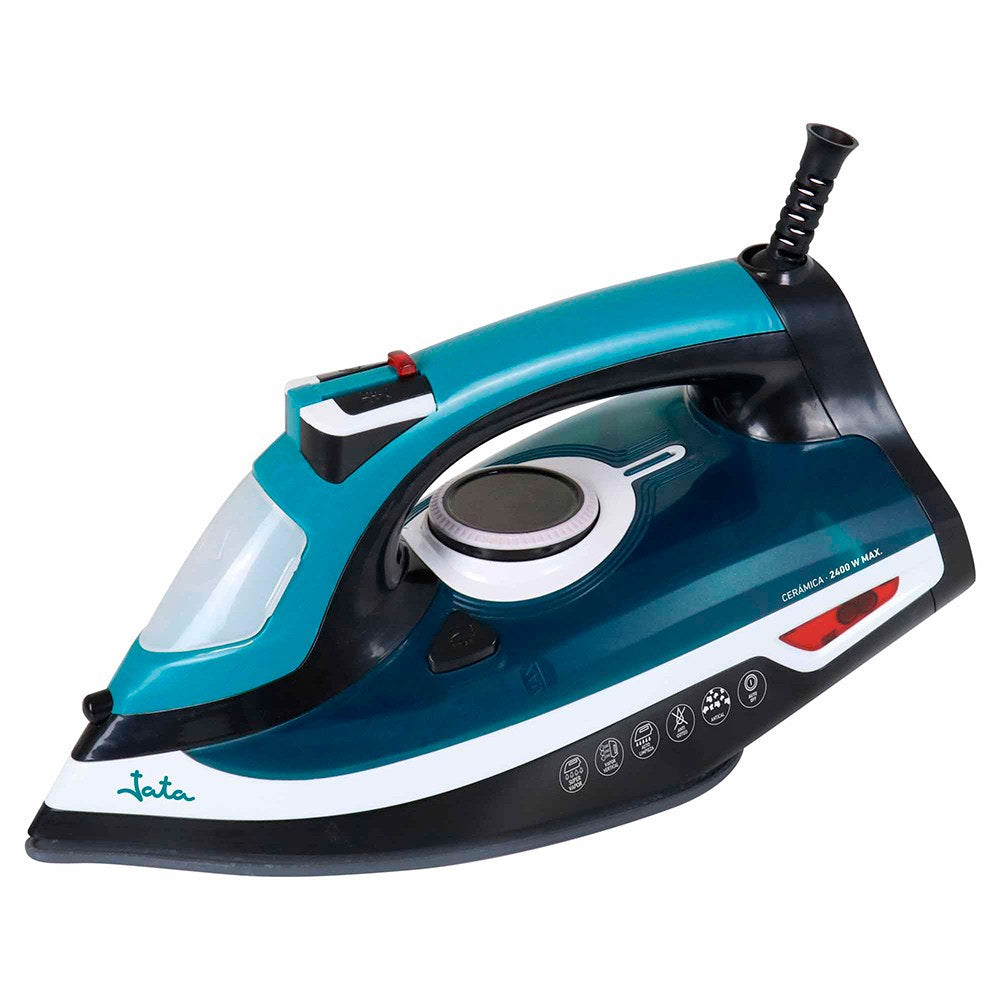 Plancha de vapor cerámica, azul y blanca, 2400 w