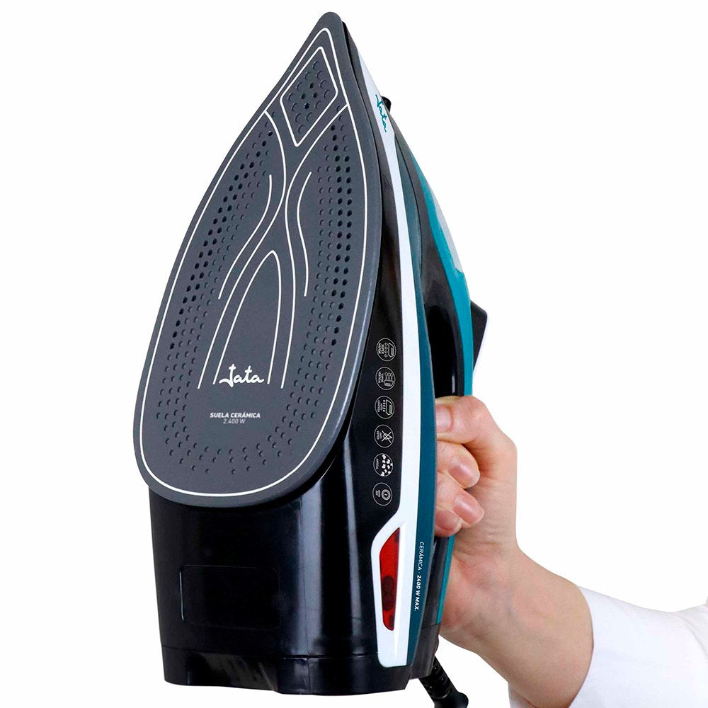 Plancha de vapor cerámica, azul y blanca, 2400 w