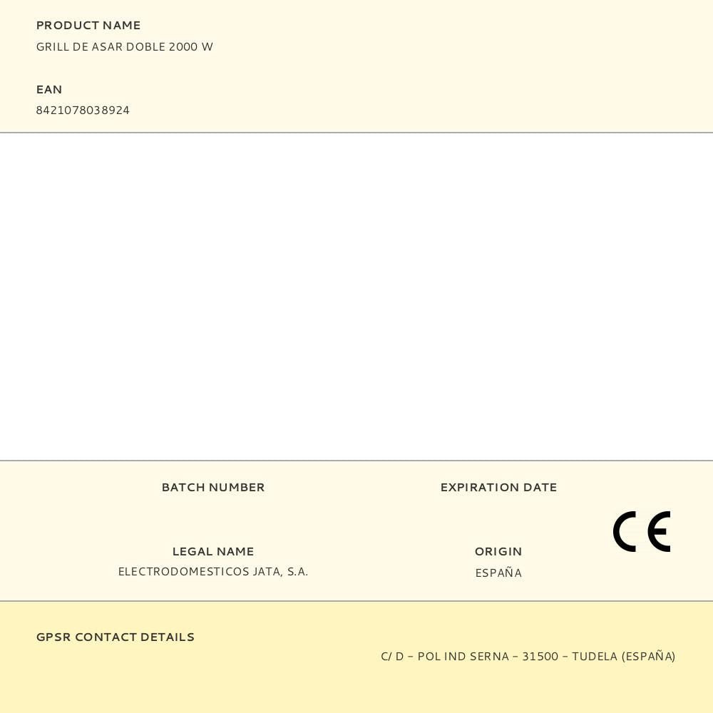 Grill de asar doble 2000 w