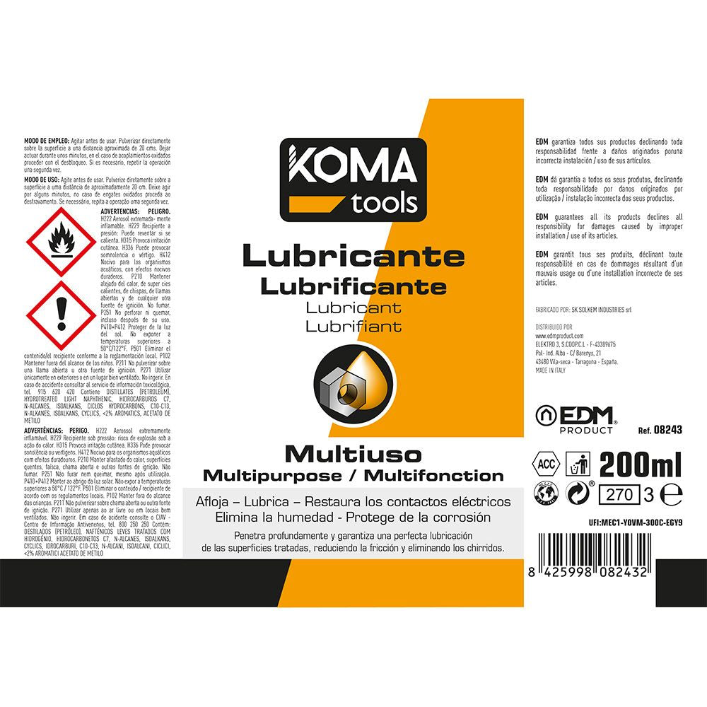 Lubricante multiusos spray 200 ml