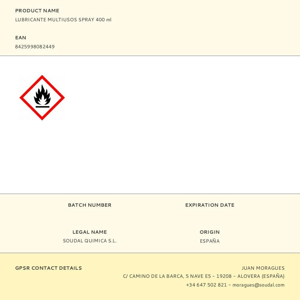 Lubricante multiusos spray 400 ml