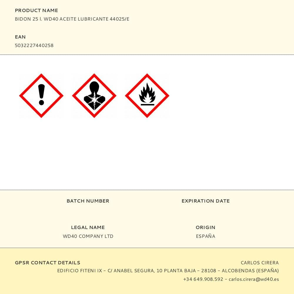 Bidon 25 l. wd40 aceite lubricante 44025/e