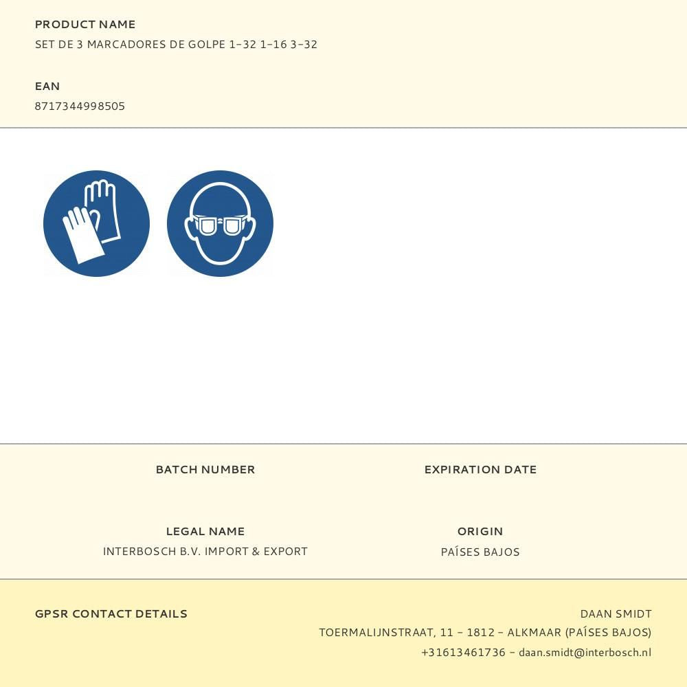 Marcadores de golpe 1-32 1-16 3-32, set de 3 uds