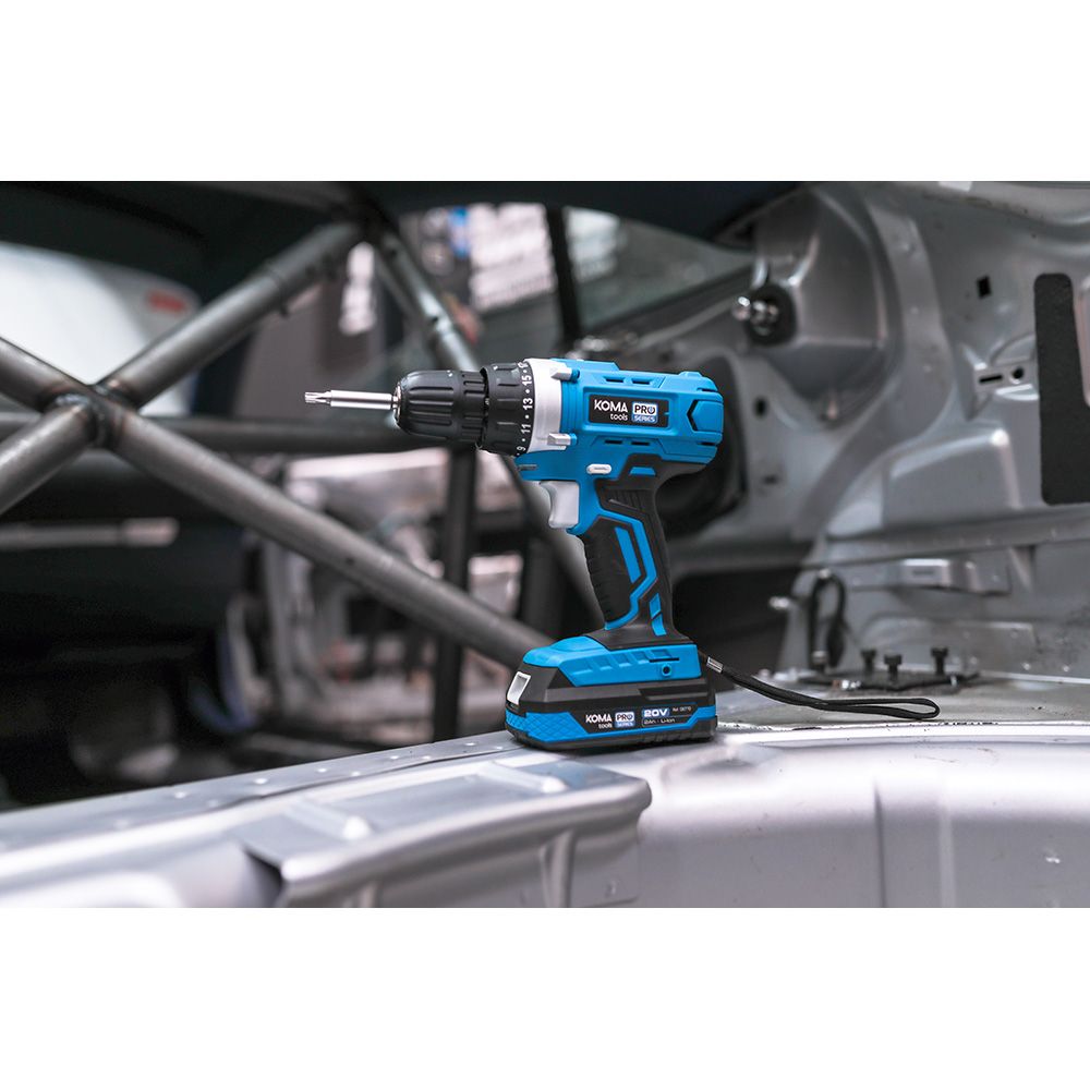 Kit taladro atornillador 20 v con 70 accesorios, batería 2.0ah y cargador